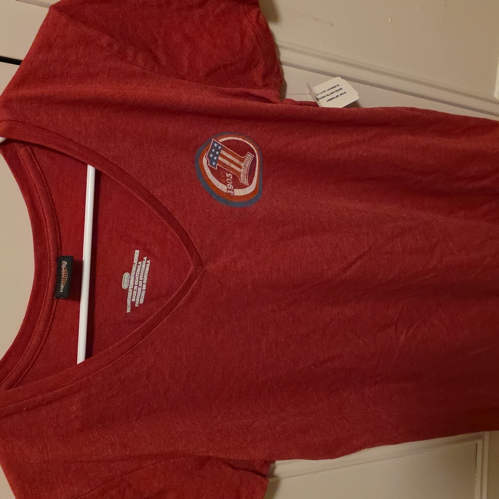 Red V-Neck T-Shirt with Logo